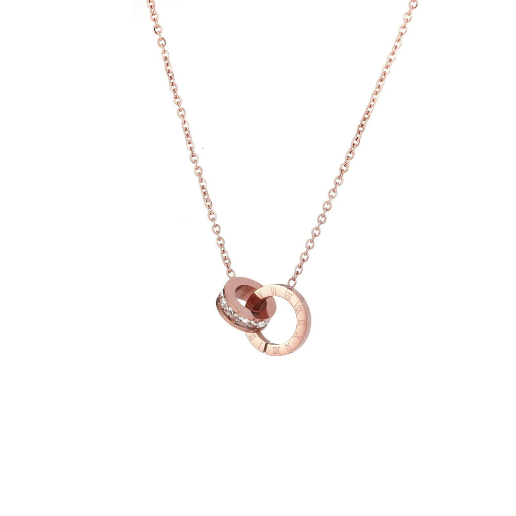 18K Gold Plated Interlocking Circles Necklace – Stainless Steel