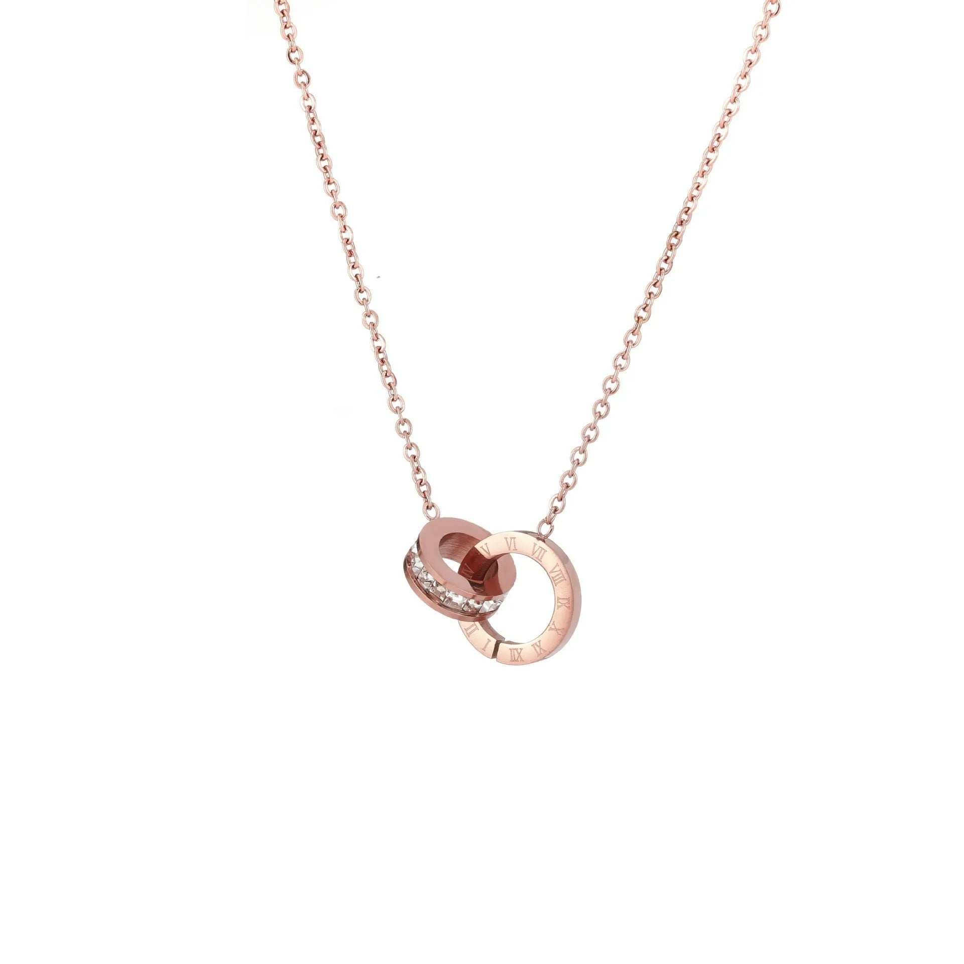 18K Gold Plated Interlocking Circles Necklace – Stainless Steel
