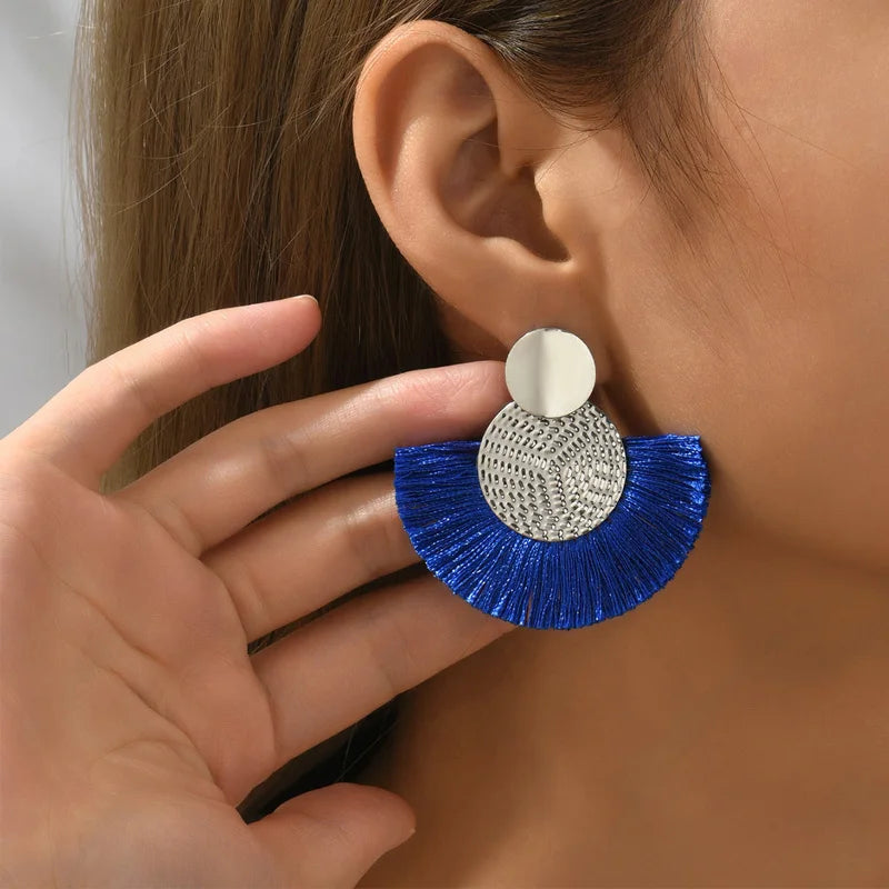 Bohemian White Tassel Fringe Dangle Earrings