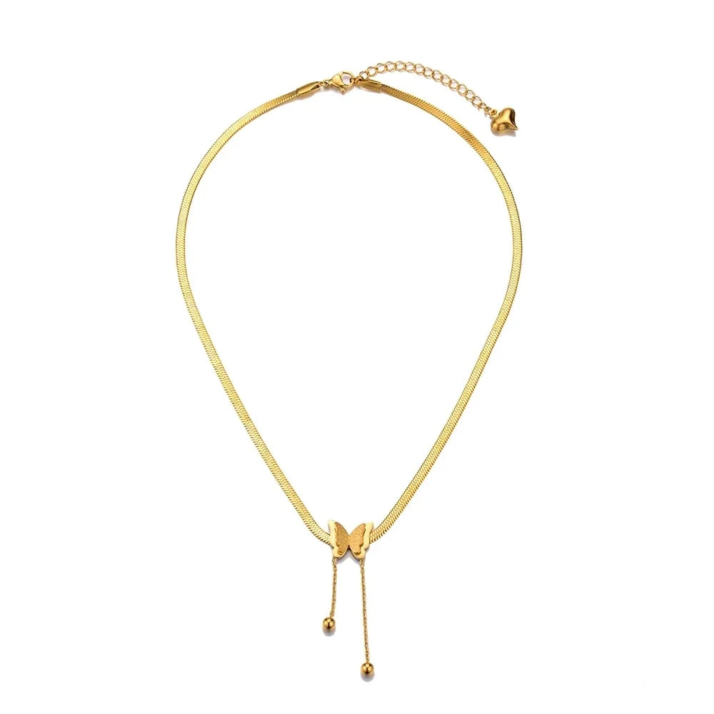 Vintage Butterfly Necklace – Golden Stainless Steel