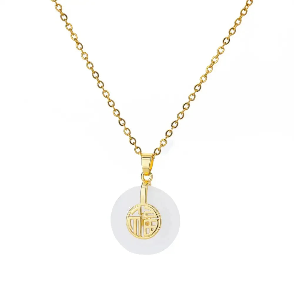 Fashion Opal Oval Pendant Necklace – Stainless Steel