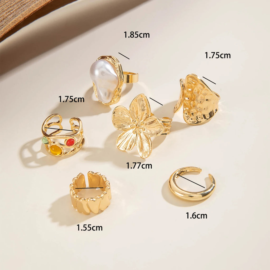 Luxury Pearl Open Ring Set – Gold Jewelry