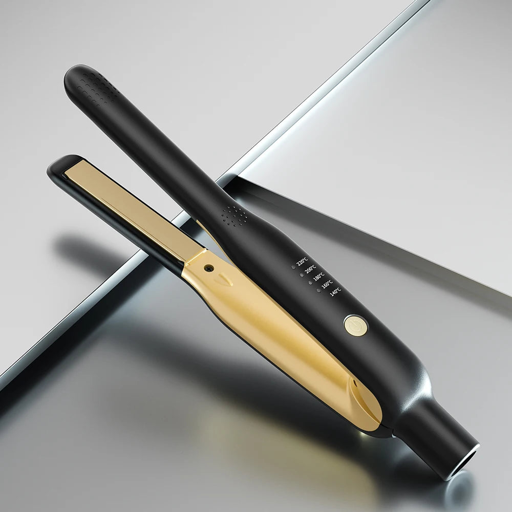 2-in-1 Mini Hair Straightener & Curler – Ceramic Fast Heating Portable Flat Iron