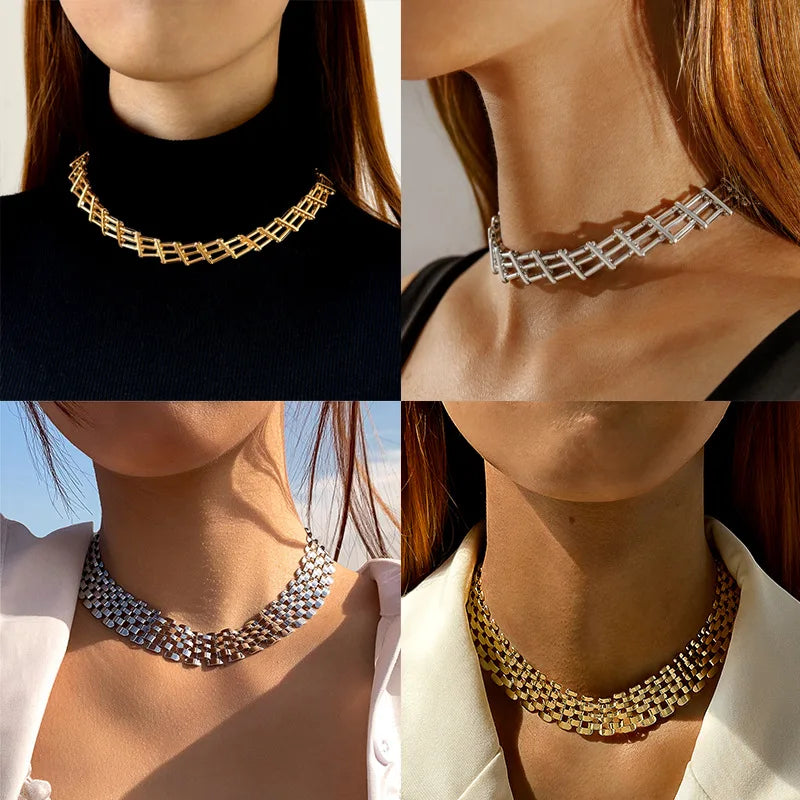 Docona Punk Heavy Metal Chain Choker Necklace