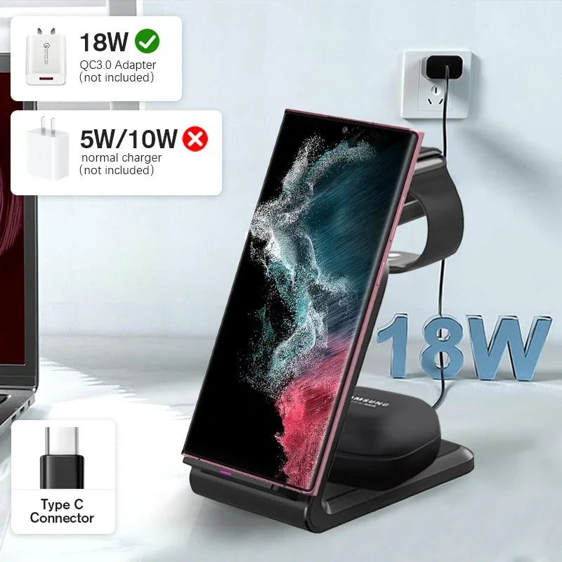 VIKEFON 3 in 1 Wireless Charger Stand
