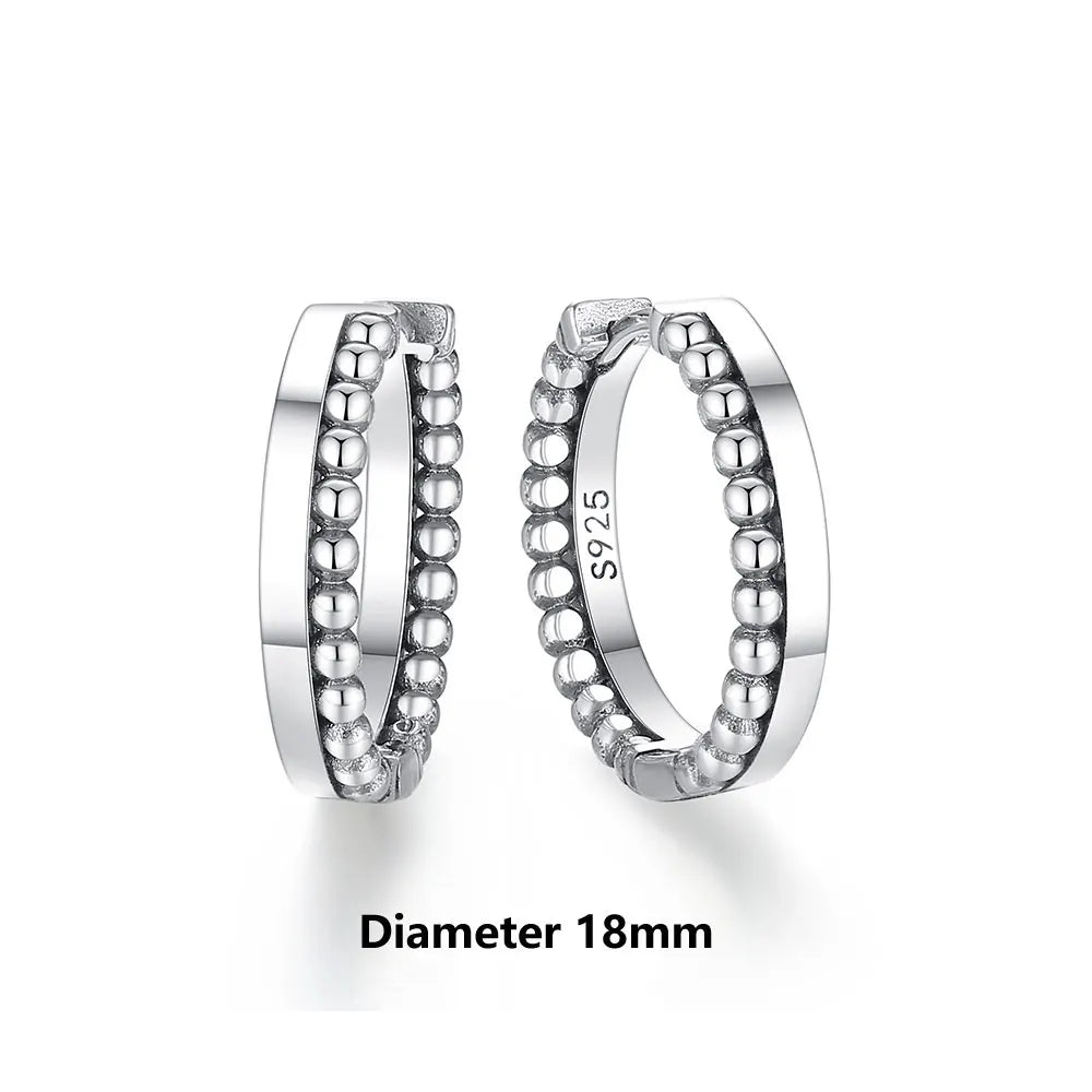 925 Sterling Silver Stud & Hoop Earrings Set