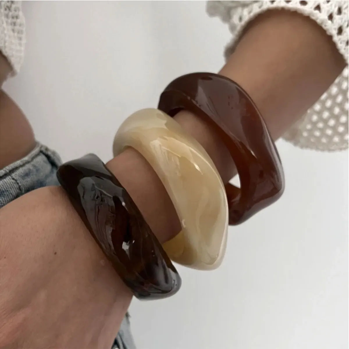 Vintage Punk Resin Acrylic Bangle Bracelet