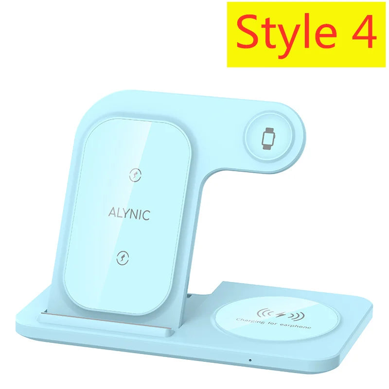 3 in 1 Wireless Charger Stand Pad Foldable Fast Charging Station Dock