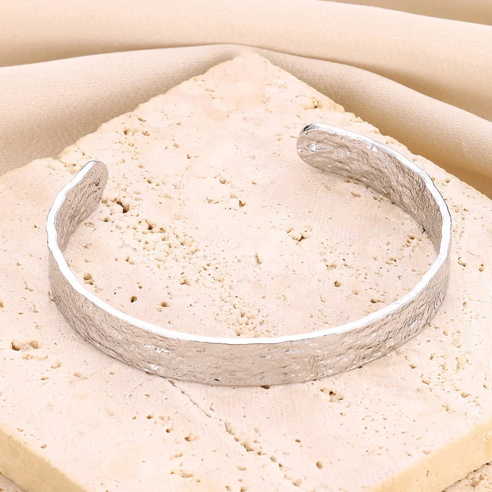 Luxury Gold Stainless Steel Wide Flower Cuff Bangle Bracelet