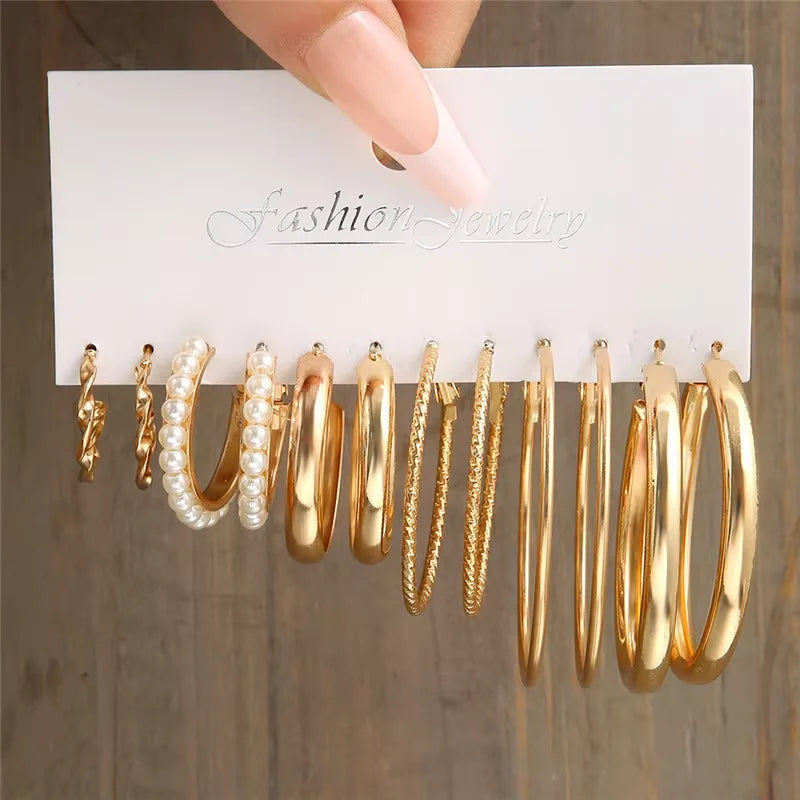 Geometric Hoop Earrings Set