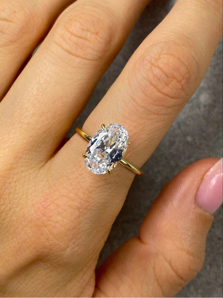 925 Sterling Silver Oval Zircon Ring – Luxury Shine