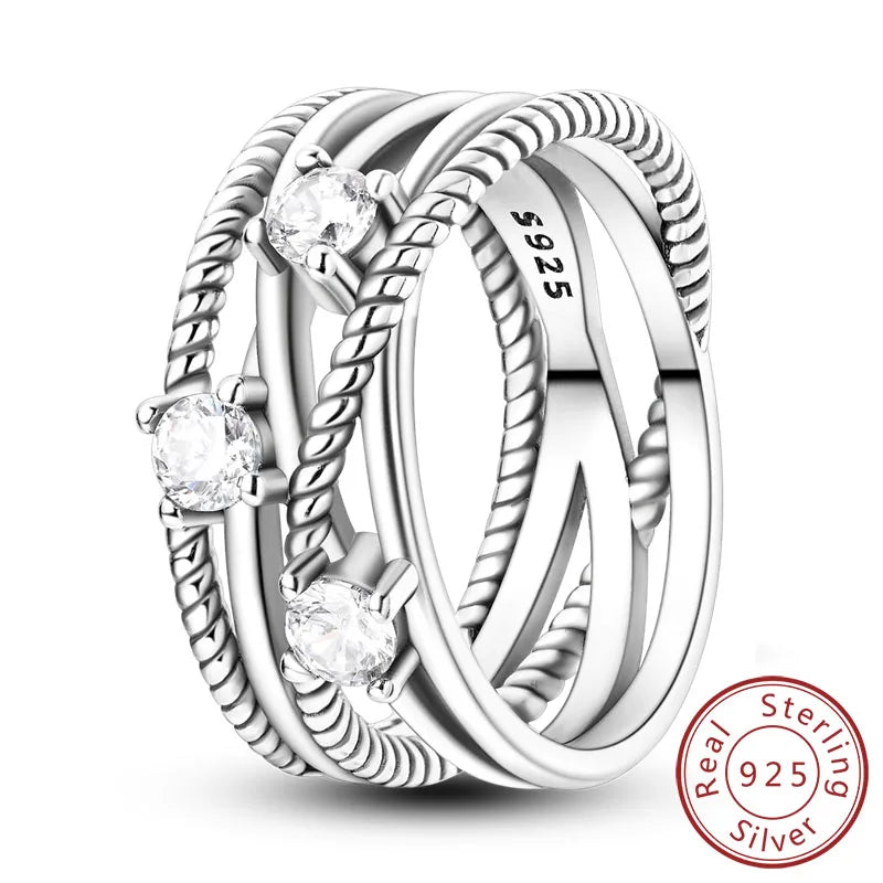 925 Silver Infinity Zircon Ring for Women