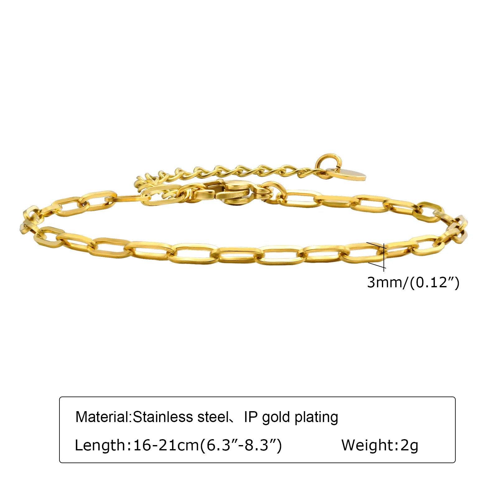 Waterproof Stainless Steel Chain Bracelet – Gold