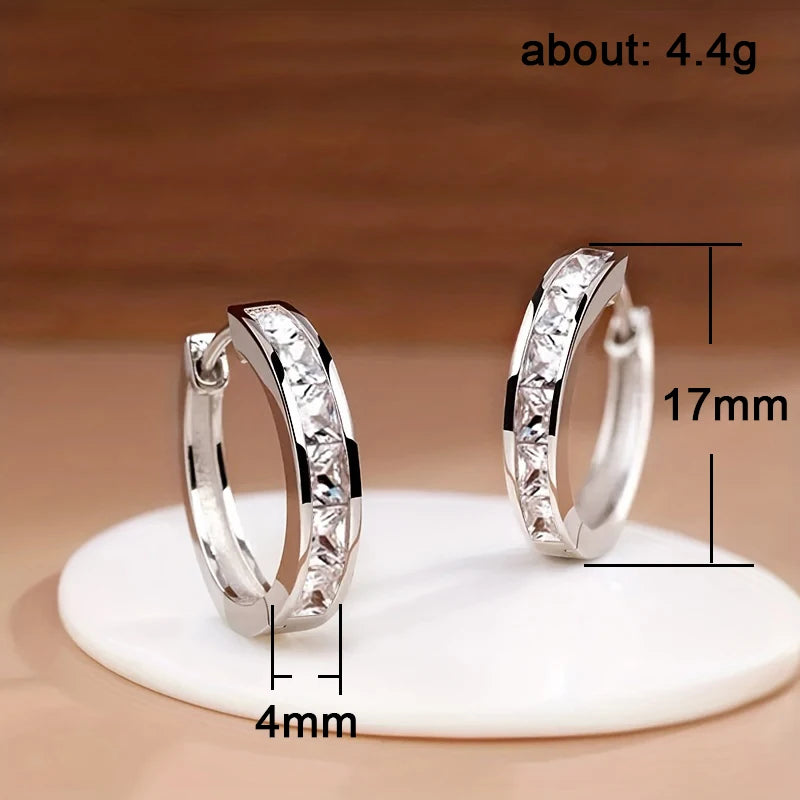 Classic Square CZ Hoop Earrings
