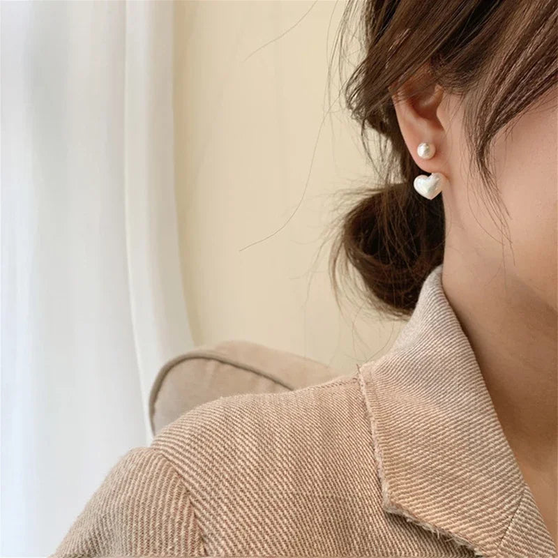 Heart Pearl Drop Earrings
