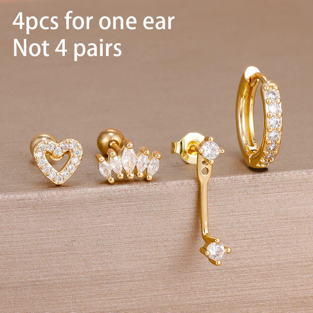 4PCS Stainless Steel Huggie Hoop Earrings Set