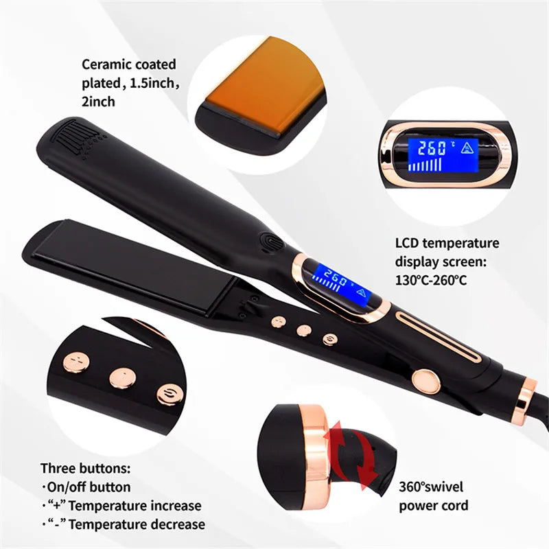 Hair Straightener 480°F Professional Wide Plate Flat Iron