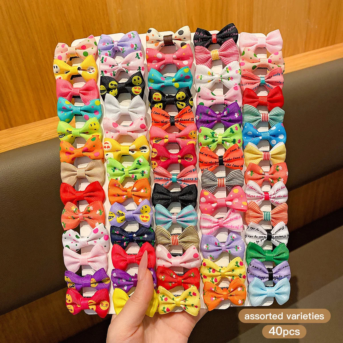 30 Colored Random Bow Fabric Hair Clips