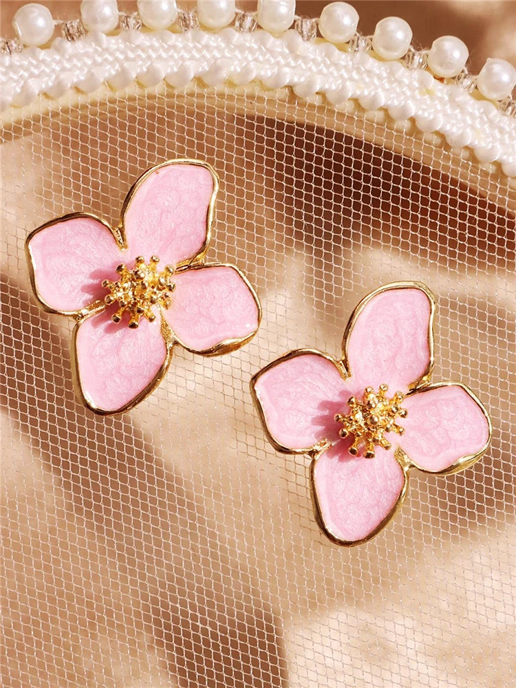 Hibiscus Flower Stud Earrings