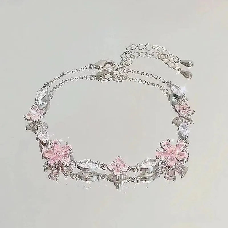Cherry Blossom Bow Zircon Bracelet