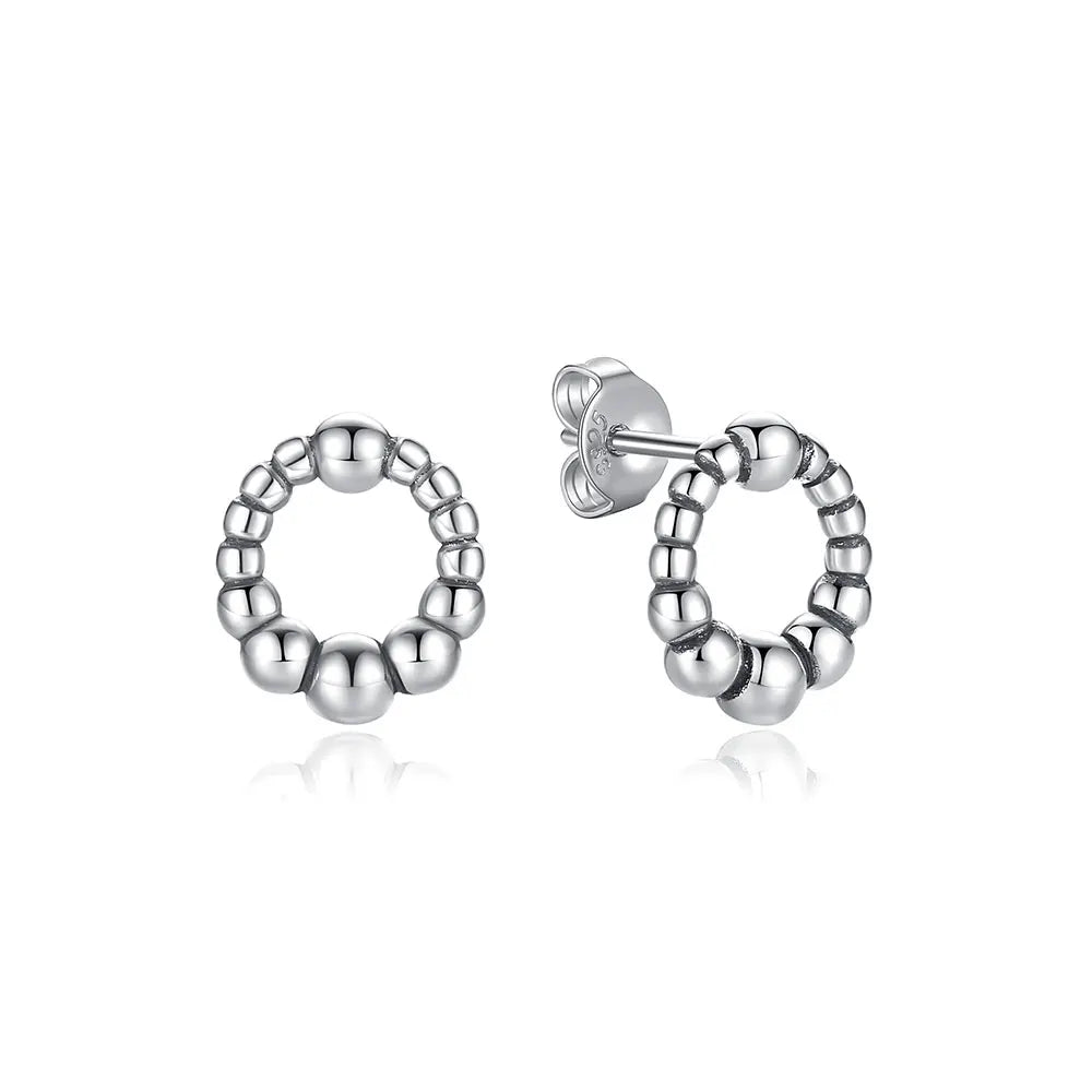 925 Sterling Silver Stud & Hoop Earrings Set