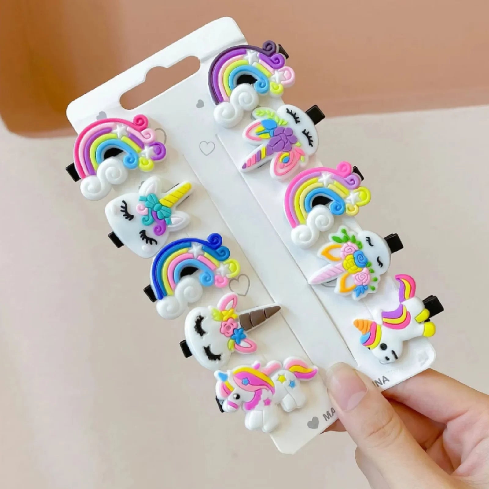 10PCS Cartoon Unicorn Hair Clips Set for Girls