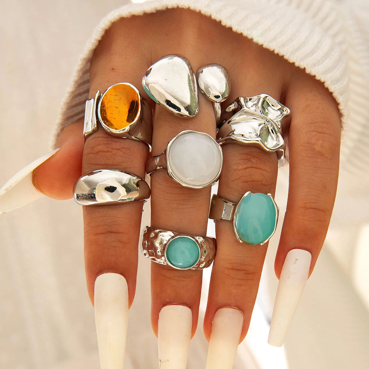 Luxury Pearl Open Ring Set – Gold Jewelry