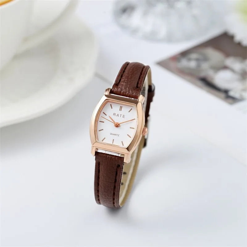Women’s Fashion Arabic Dial Quartz Watch – Leather Band Wristwatch