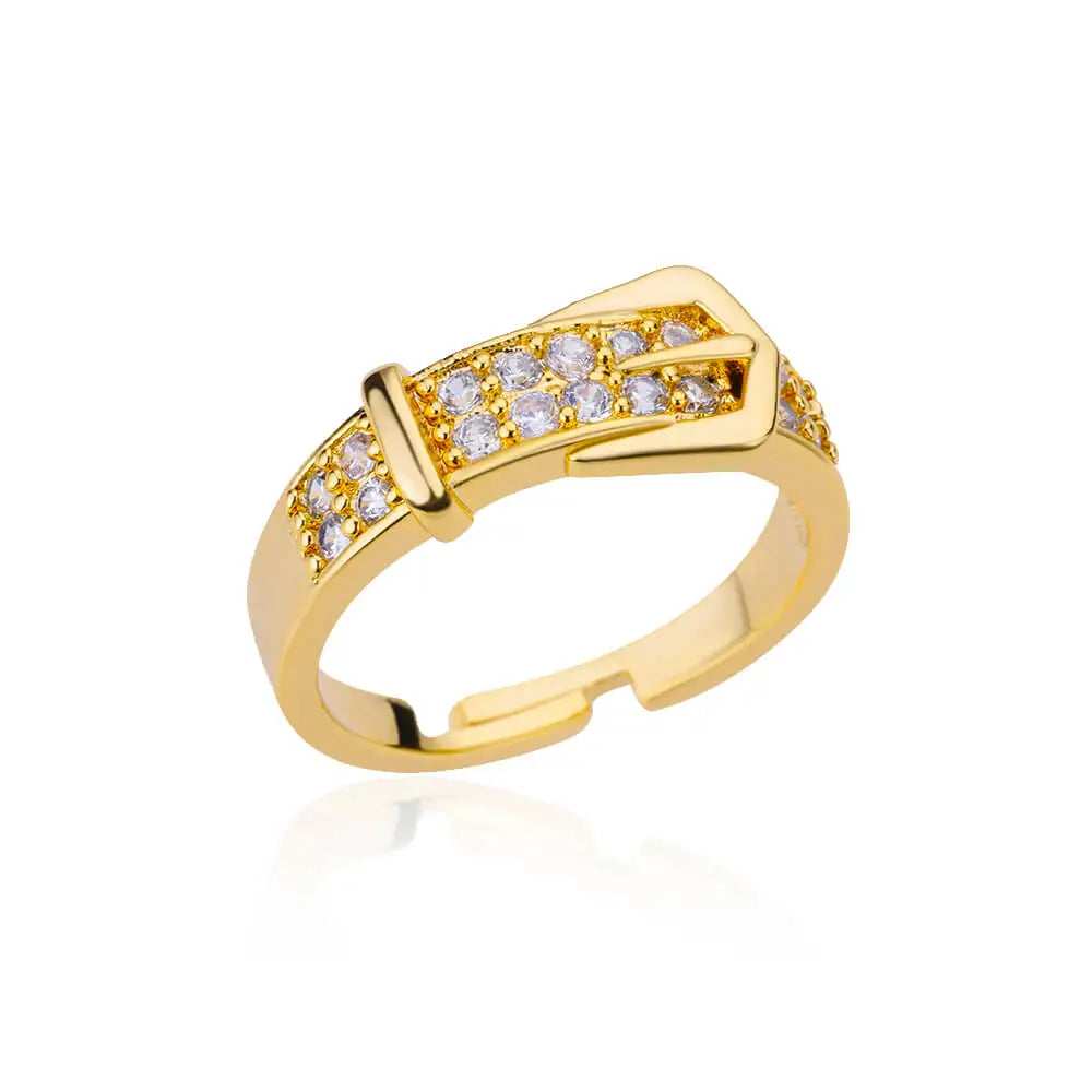 Stainless Steel Zircon Belt Ring