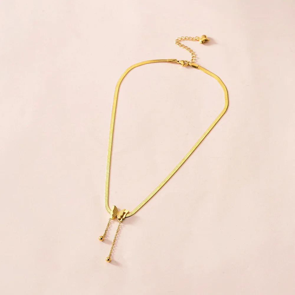 Vintage Butterfly Necklace – Golden Stainless Steel