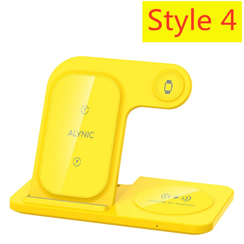3 in 1 Wireless Charger Stand Pad Foldable Fast Charging Station Dock
