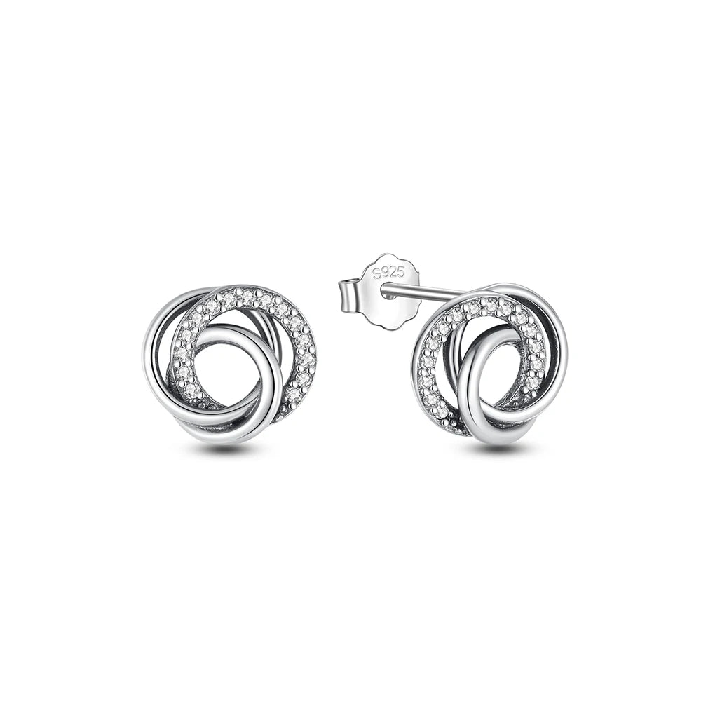 925 Sterling Silver Stud & Hoop Earrings Set