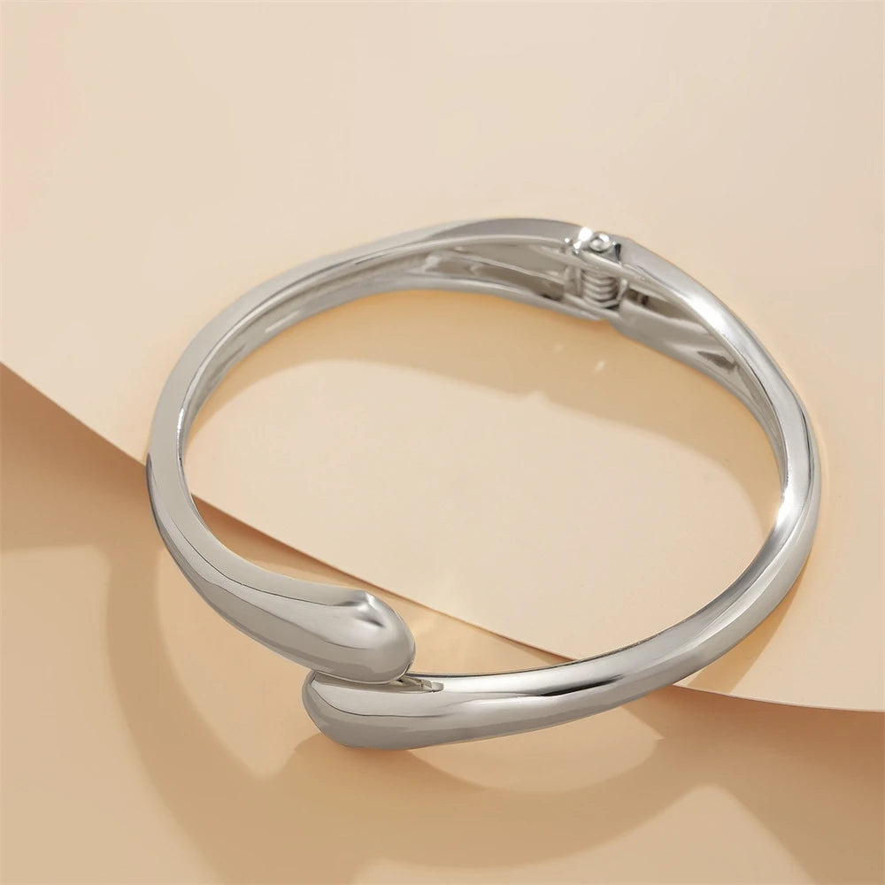 Wide Metal Waterdrop Cuff Bangle Bracelet