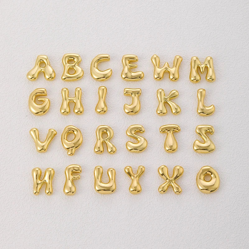 Golden Stainless Steel Initial Bubble Letter Necklace