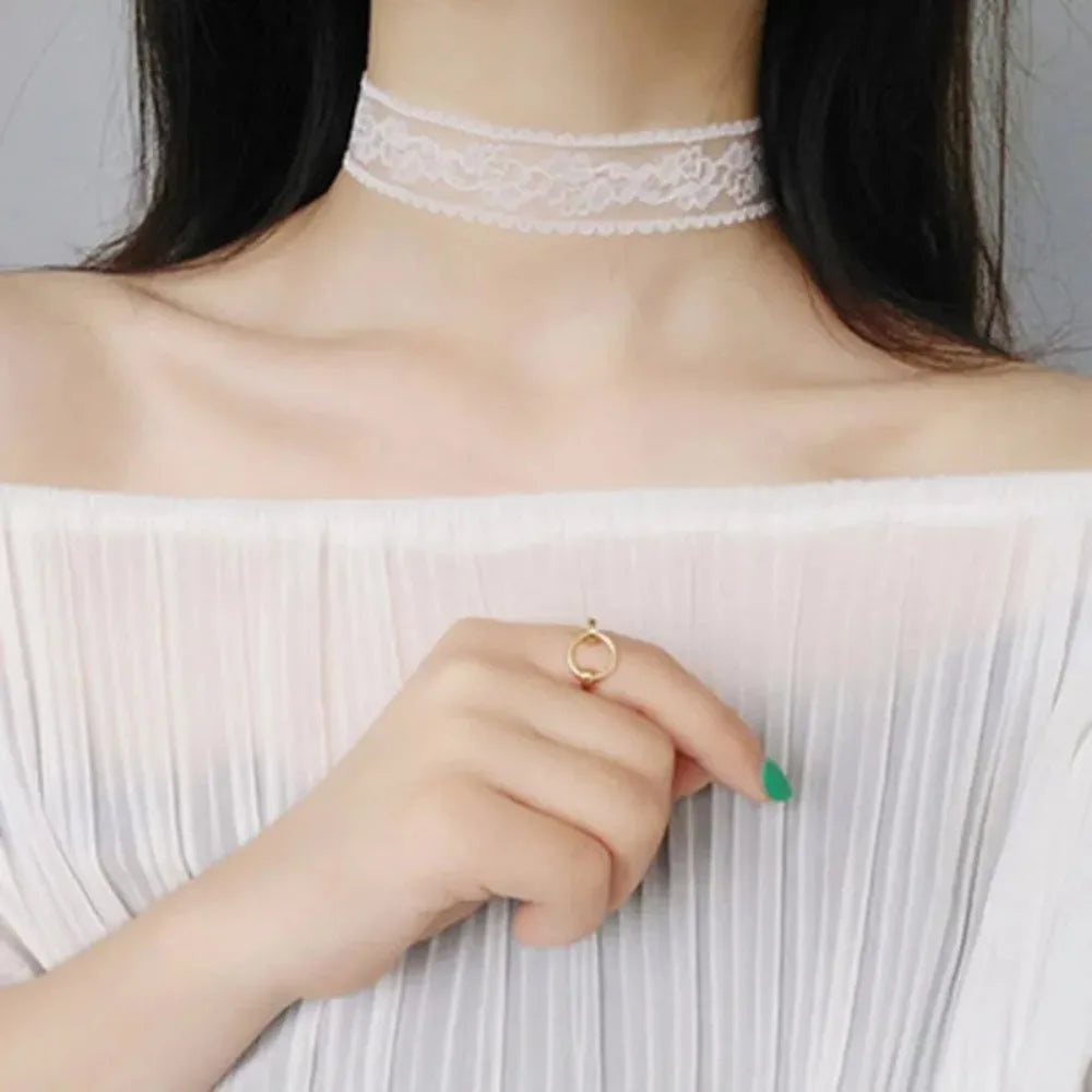 Black Lace Flower Choker Necklace