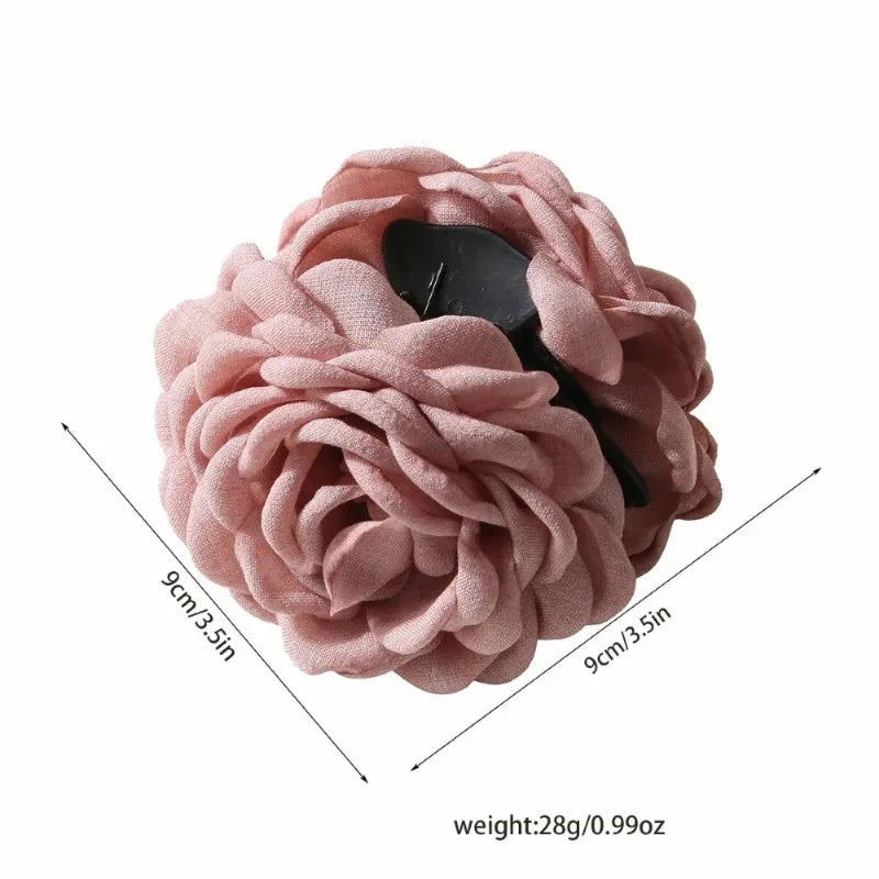 16 Colors Cotton Fabric Rose Flower Hair Claw Clips