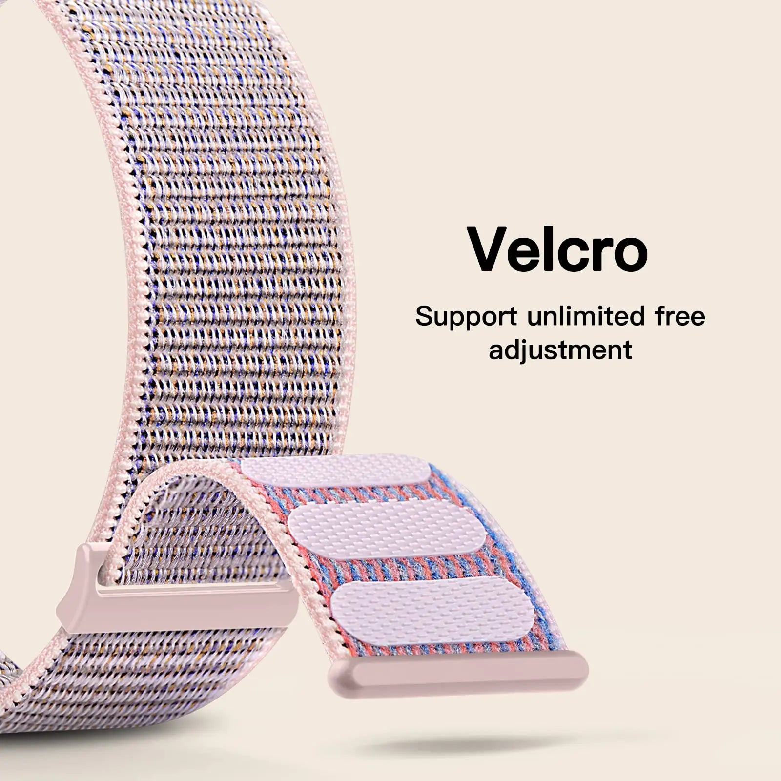 Nylon loop strap for Apple Watch, comfortable, adjustable, and compatible with multiple sizes and series.