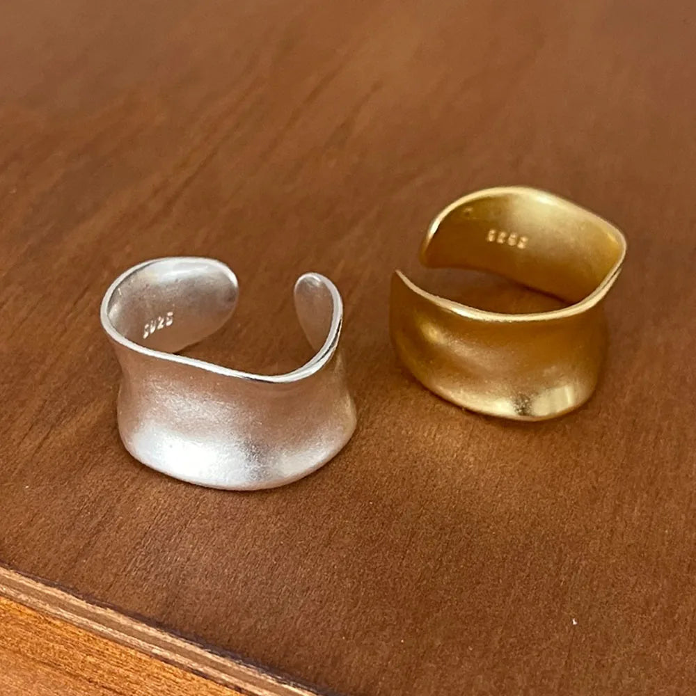 925 Silver Open Wide Gold Ring