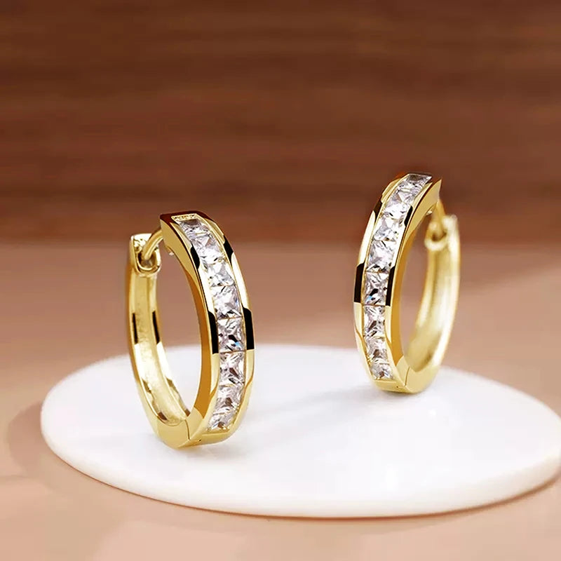 Classic Square CZ Hoop Earrings