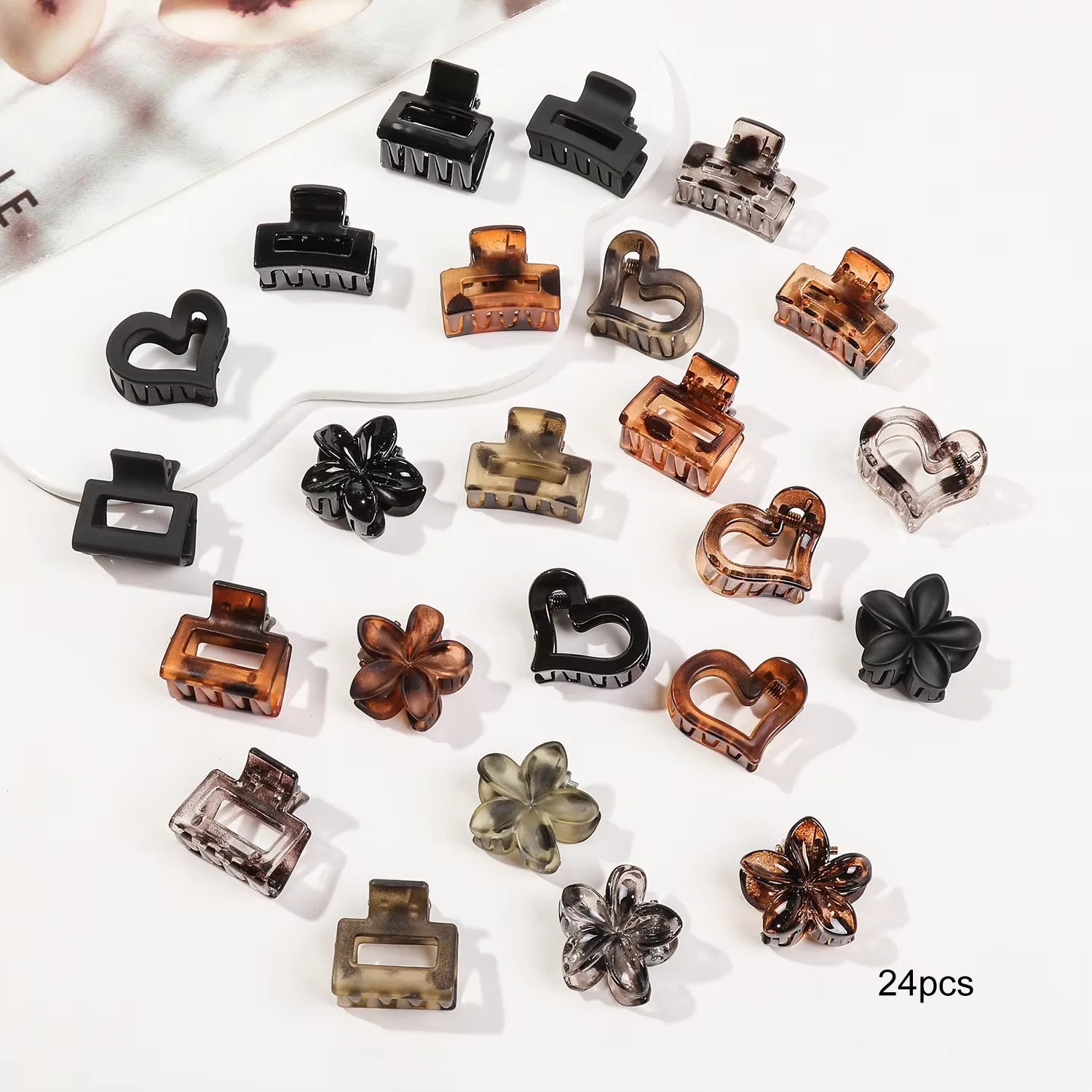 12/24/30Pcs Mini Flower Hair Claw Clips Pack