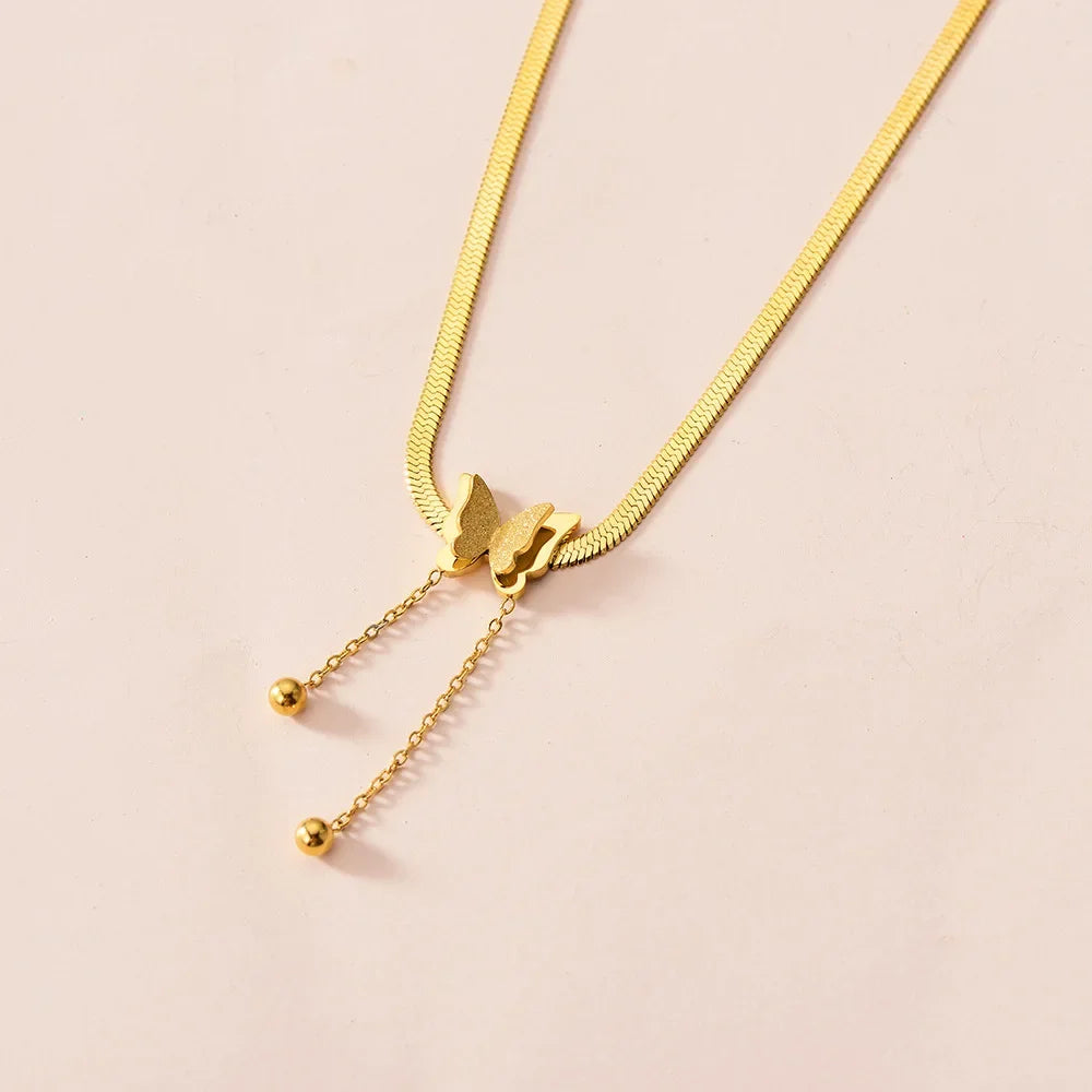 Vintage Butterfly Necklace – Golden Stainless Steel