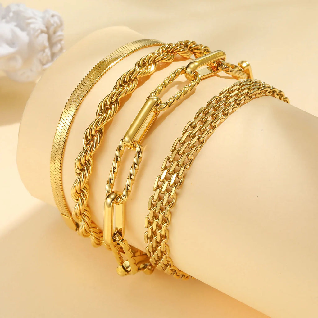 Waterproof Stainless Steel Chain Bracelet – Gold