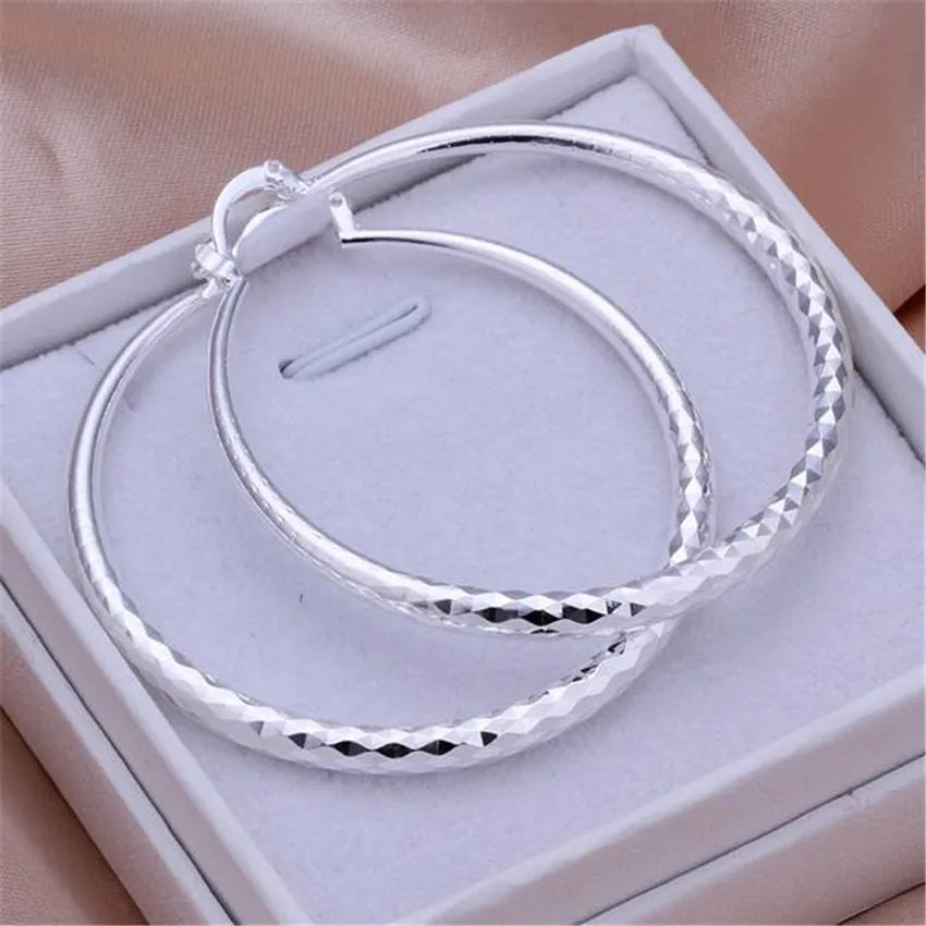 925 Sterling Silver 5cm Circle Hoop Earrings