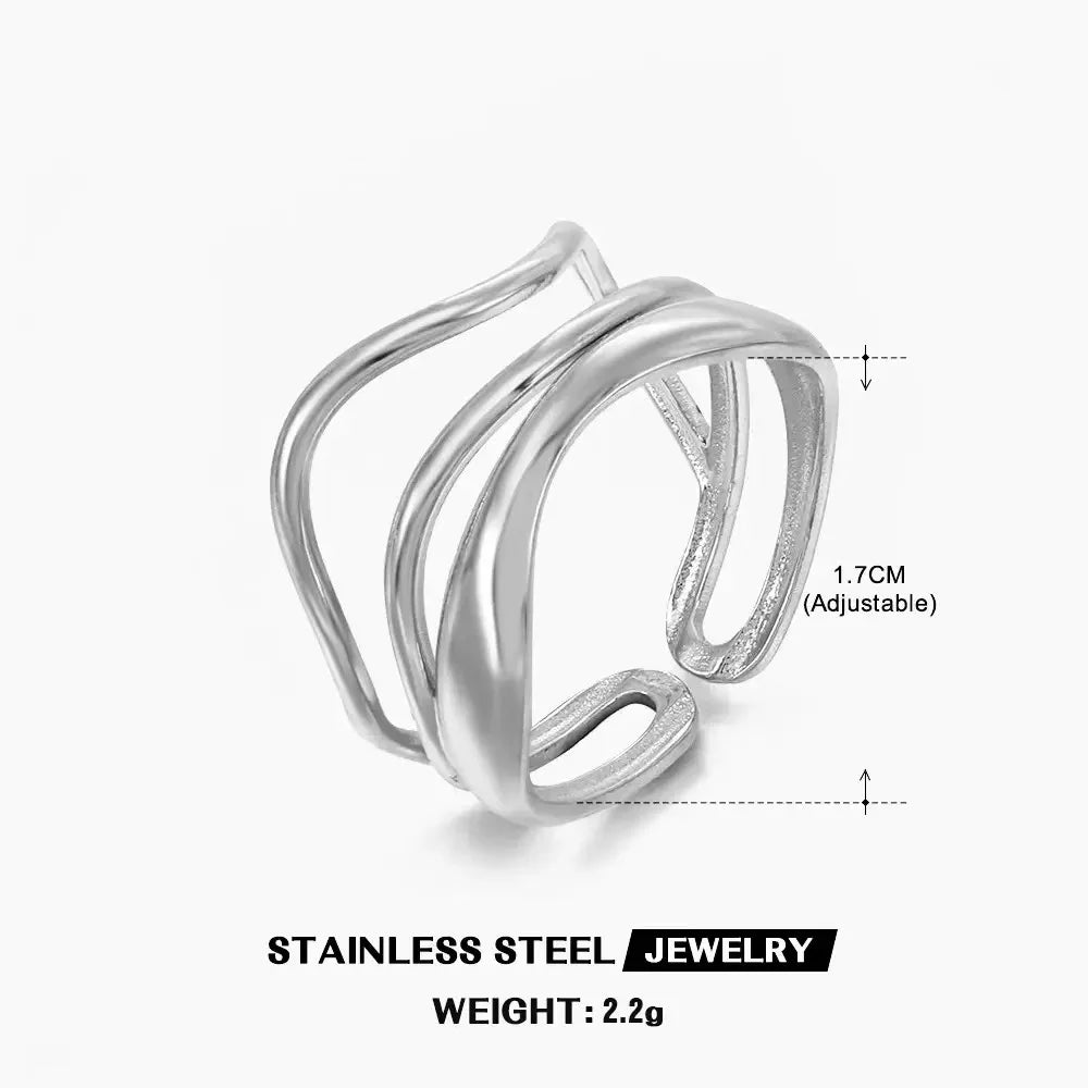 Gold Stainless Steel Heart Ring – Hollow Waterproof