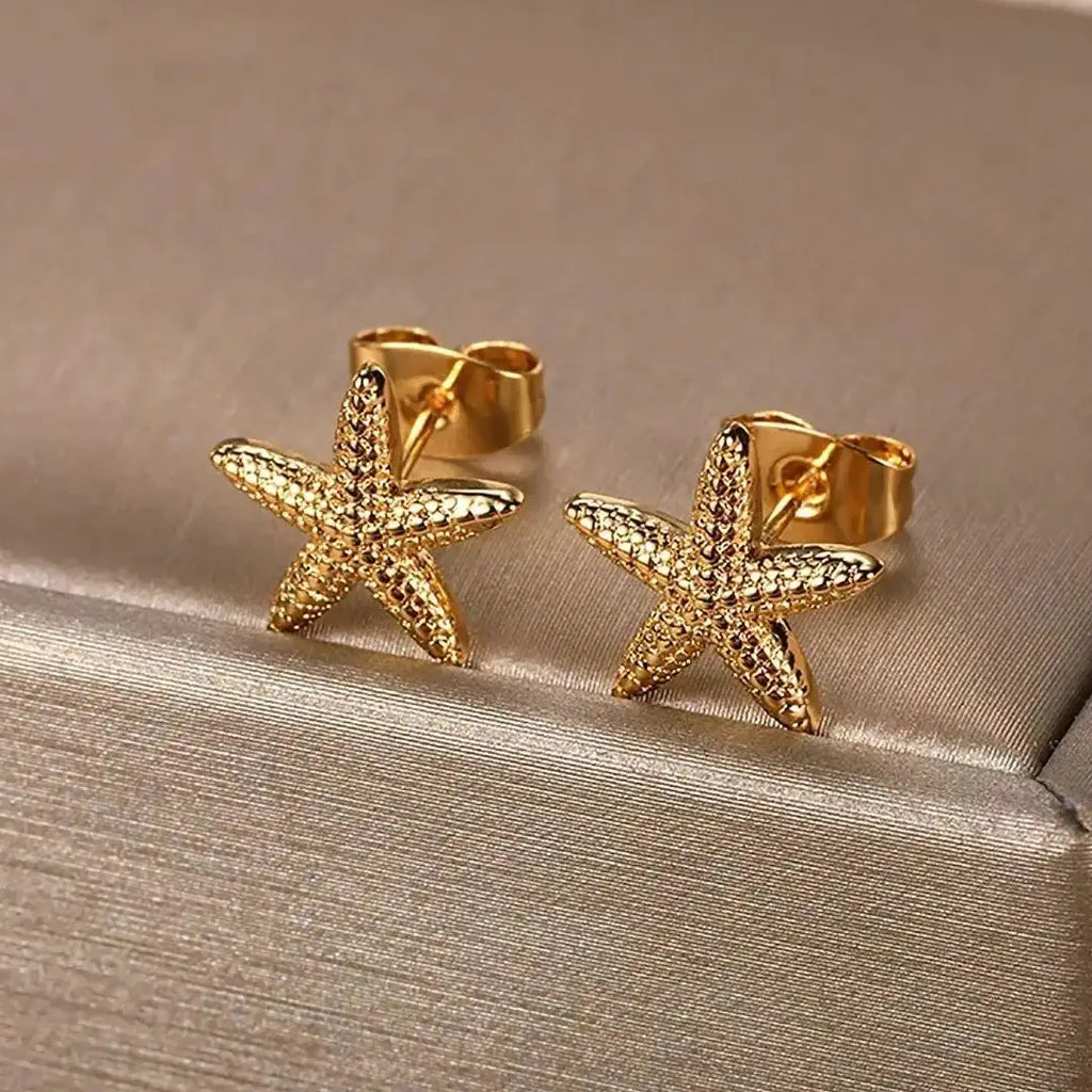Vintage Starfish Stainless Steel Stud Earrings