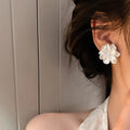 White Flower Acrylic Stud Earrings