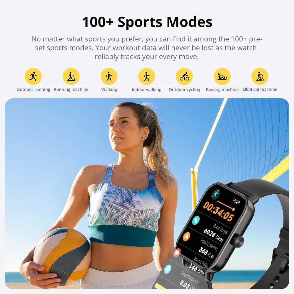 COLMI P81 Smartwatch – calls, health tracking, 100+ sports modes.