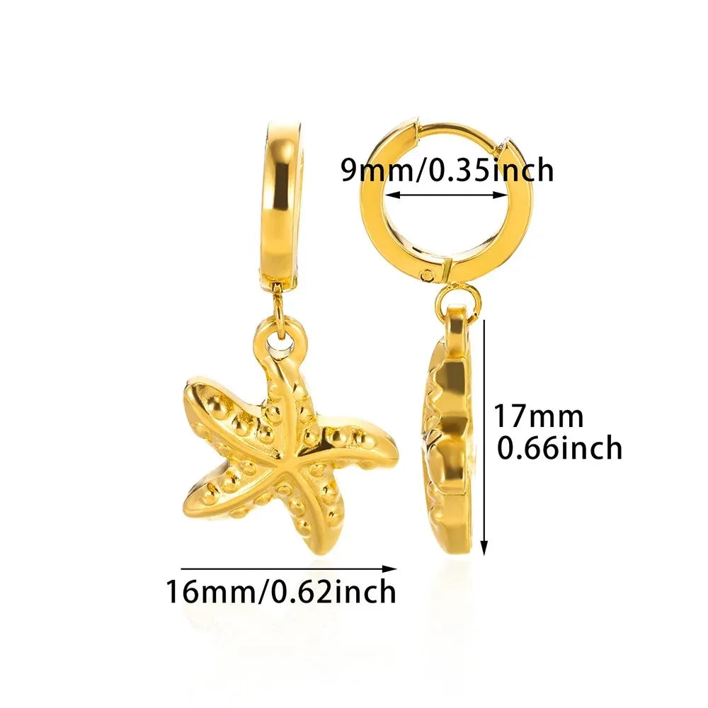 Vintage Starfish Stainless Steel Stud Earrings