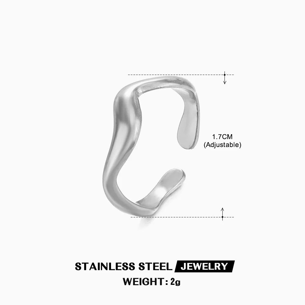 Gold Stainless Steel Heart Ring – Hollow Waterproof