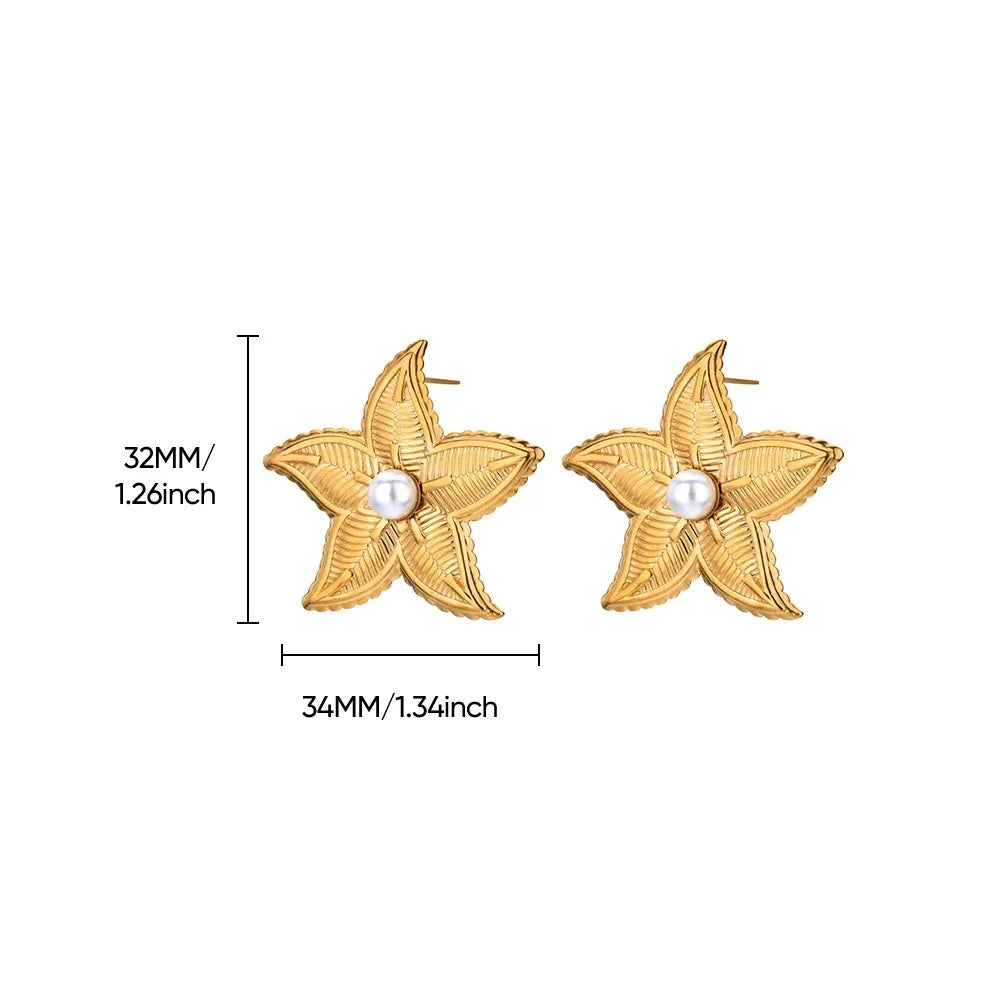 Vintage Starfish Stainless Steel Stud Earrings